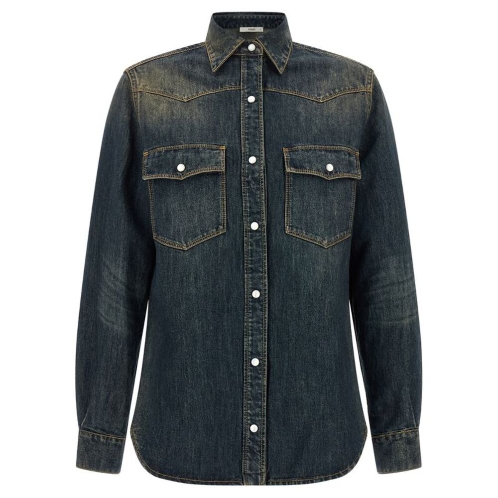 Fendi Blue Cotton Women's Blouse